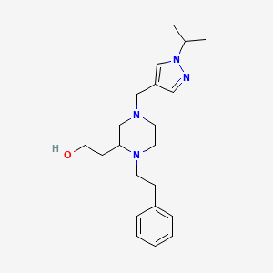 molecular formula C21H32N4O B4839539 2-[4-[(1-isopropyl-1H-pyrazol-4-yl)methyl]-1-(2-phenylethyl)-2-piperazinyl]ethanol 