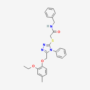 N-benzyl-2-({5-[(2-ethoxy-4-methylphenoxy)methyl]-4-phenyl-4H-1,2,4-triazol-3-yl}thio)acetamide