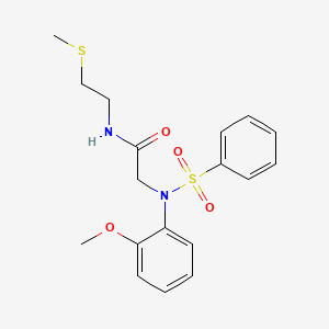 molecular formula C18H22N2O4S2 B4839641 N~2~-(2-methoxyphenyl)-N~1~-[2-(methylthio)ethyl]-N~2~-(phenylsulfonyl)glycinamide 