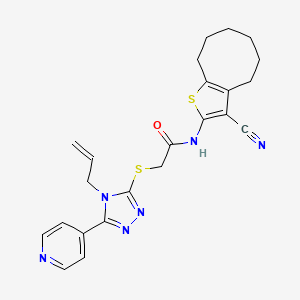 molecular formula C23H24N6OS2 B4839713 2-{[4-allyl-5-(4-pyridinyl)-4H-1,2,4-triazol-3-yl]thio}-N-(3-cyano-4,5,6,7,8,9-hexahydrocycloocta[b]thien-2-yl)acetamide 