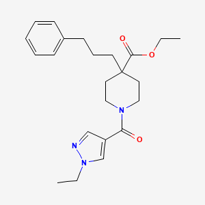 molecular formula C23H31N3O3 B4839783 ethyl 1-[(1-ethyl-1H-pyrazol-4-yl)carbonyl]-4-(3-phenylpropyl)-4-piperidinecarboxylate 