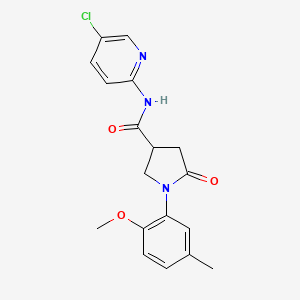 molecular formula C18H18ClN3O3 B4839802 N-(5-chloro-2-pyridinyl)-1-(2-methoxy-5-methylphenyl)-5-oxo-3-pyrrolidinecarboxamide 