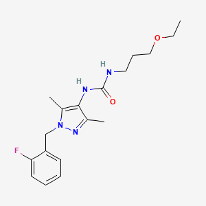 molecular formula C18H25FN4O2 B4839843 N-(3-ethoxypropyl)-N'-[1-(2-fluorobenzyl)-3,5-dimethyl-1H-pyrazol-4-yl]urea 