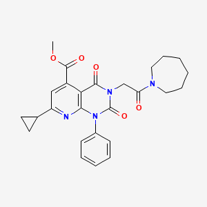 molecular formula C26H28N4O5 B4839868 methyl 3-[2-(1-azepanyl)-2-oxoethyl]-7-cyclopropyl-2,4-dioxo-1-phenyl-1,2,3,4-tetrahydropyrido[2,3-d]pyrimidine-5-carboxylate 