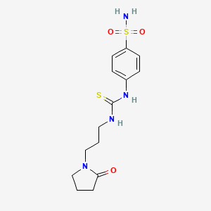 molecular formula C14H20N4O3S2 B4839878 4-[({[3-(2-oxo-1-pyrrolidinyl)propyl]amino}carbonothioyl)amino]benzenesulfonamide 