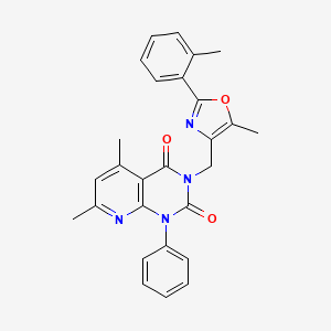 molecular formula C27H24N4O3 B4839906 5,7-dimethyl-3-{[5-methyl-2-(2-methylphenyl)-1,3-oxazol-4-yl]methyl}-1-phenylpyrido[2,3-d]pyrimidine-2,4(1H,3H)-dione 