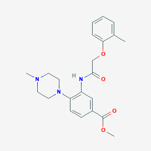 molecular formula C22H27N3O4 B4839913 methyl 3-{[(2-methylphenoxy)acetyl]amino}-4-(4-methyl-1-piperazinyl)benzoate 