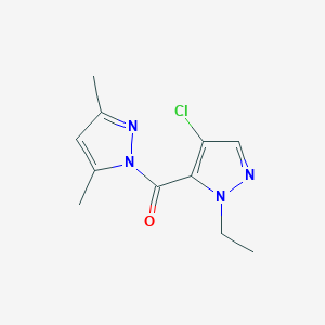 molecular formula C11H13ClN4O B4839925 1-[(4-chloro-1-ethyl-1H-pyrazol-5-yl)carbonyl]-3,5-dimethyl-1H-pyrazole 