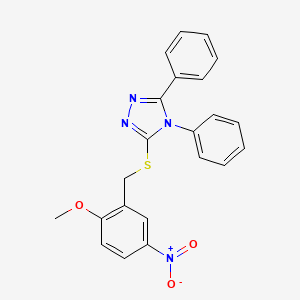 molecular formula C22H18N4O3S B4839930 3-[(2-methoxy-5-nitrobenzyl)thio]-4,5-diphenyl-4H-1,2,4-triazole 