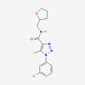 molecular formula C15H17ClN4O2 B4839990 1-(3-chlorophenyl)-5-methyl-N-(tetrahydro-2-furanylmethyl)-1H-1,2,3-triazole-4-carboxamide 