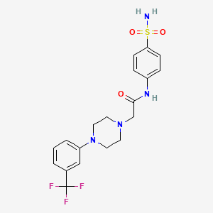 molecular formula C19H21F3N4O3S B4839993 N-[4-(aminosulfonyl)phenyl]-2-{4-[3-(trifluoromethyl)phenyl]-1-piperazinyl}acetamide 