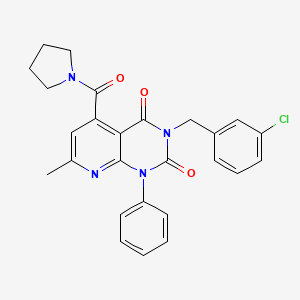 molecular formula C26H23ClN4O3 B4840043 3-(3-chlorobenzyl)-7-methyl-1-phenyl-5-(1-pyrrolidinylcarbonyl)pyrido[2,3-d]pyrimidine-2,4(1H,3H)-dione 