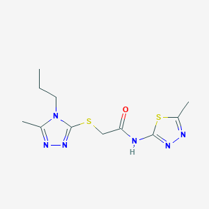 molecular formula C11H16N6OS2 B4840062 2-[(5-methyl-4-propyl-4H-1,2,4-triazol-3-yl)thio]-N-(5-methyl-1,3,4-thiadiazol-2-yl)acetamide 