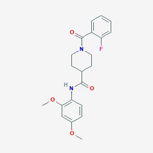 molecular formula C21H23FN2O4 B4840139 N-(2,4-dimethoxyphenyl)-1-(2-fluorobenzoyl)-4-piperidinecarboxamide 