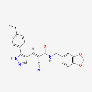 molecular formula C23H20N4O3 B4840147 N-(1,3-benzodioxol-5-ylmethyl)-2-cyano-3-[3-(4-ethylphenyl)-1H-pyrazol-4-yl]acrylamide 