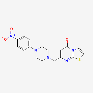 molecular formula C17H17N5O3S B4840190 7-{[4-(4-nitrophenyl)-1-piperazinyl]methyl}-5H-[1,3]thiazolo[3,2-a]pyrimidin-5-one 