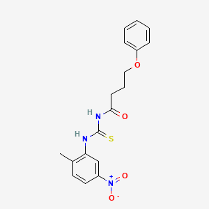 molecular formula C18H19N3O4S B4840231 N-{[(2-methyl-5-nitrophenyl)amino]carbonothioyl}-4-phenoxybutanamide 