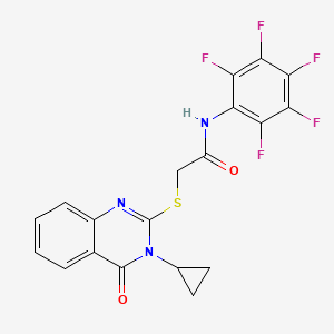 molecular formula C19H12F5N3O2S B4840237 2-[(3-cyclopropyl-4-oxo-3,4-dihydro-2-quinazolinyl)thio]-N-(pentafluorophenyl)acetamide 