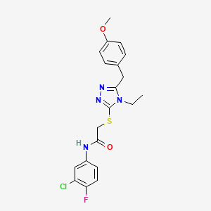 molecular formula C20H20ClFN4O2S B4840240 N-(3-chloro-4-fluorophenyl)-2-{[4-ethyl-5-(4-methoxybenzyl)-4H-1,2,4-triazol-3-yl]thio}acetamide CAS No. 702650-30-4