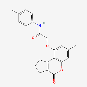 molecular formula C22H21NO4 B4840258 2-[(7-methyl-4-oxo-1,2,3,4-tetrahydrocyclopenta[c]chromen-9-yl)oxy]-N-(4-methylphenyl)acetamide 