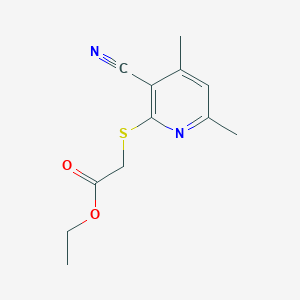 molecular formula C12H14N2O2S B484027 Ethyl 2-(3-cyano-4,6-dimethyl-2-pyridylthio)acetate CAS No. 128257-06-7