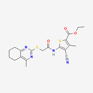 molecular formula C20H22N4O3S2 B4840272 ethyl 4-cyano-3-methyl-5-({[(4-methyl-5,6,7,8-tetrahydro-2-quinazolinyl)thio]acetyl}amino)-2-thiophenecarboxylate 