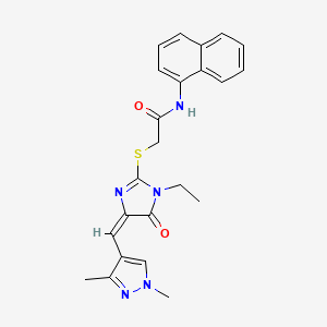 molecular formula C23H23N5O2S B4840283 2-({4-[(1,3-dimethyl-1H-pyrazol-4-yl)methylene]-1-ethyl-5-oxo-4,5-dihydro-1H-imidazol-2-yl}thio)-N-1-naphthylacetamide 