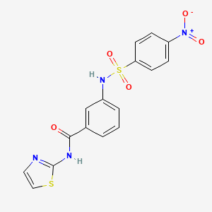 molecular formula C16H12N4O5S2 B4840301 3-{[(4-nitrophenyl)sulfonyl]amino}-N-1,3-thiazol-2-ylbenzamide 