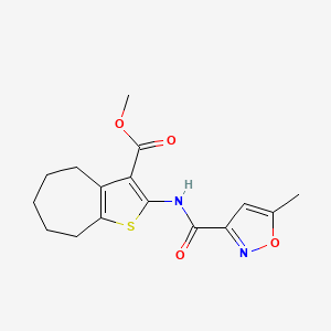 molecular formula C16H18N2O4S B4840372 methyl 2-{[(5-methyl-3-isoxazolyl)carbonyl]amino}-5,6,7,8-tetrahydro-4H-cyclohepta[b]thiophene-3-carboxylate 
