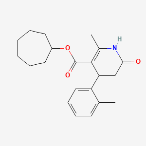 molecular formula C21H27NO3 B4840382 cycloheptyl 2-methyl-4-(2-methylphenyl)-6-oxo-1,4,5,6-tetrahydro-3-pyridinecarboxylate 