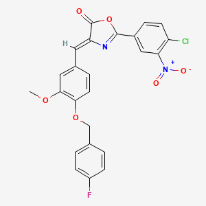 molecular formula C24H16ClFN2O6 B4840441 2-(4-chloro-3-nitrophenyl)-4-{4-[(4-fluorobenzyl)oxy]-3-methoxybenzylidene}-1,3-oxazol-5(4H)-one 
