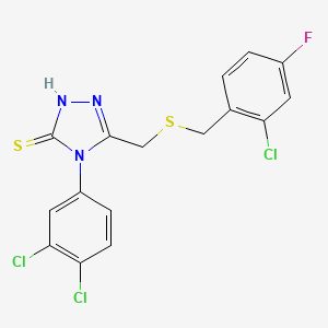 molecular formula C16H11Cl3FN3S2 B4840499 5-{[(2-chloro-4-fluorobenzyl)thio]methyl}-4-(3,4-dichlorophenyl)-4H-1,2,4-triazole-3-thiol 