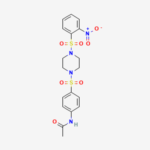 molecular formula C18H20N4O7S2 B4840552 N-[4-({4-[(2-nitrophenyl)sulfonyl]-1-piperazinyl}sulfonyl)phenyl]acetamide 