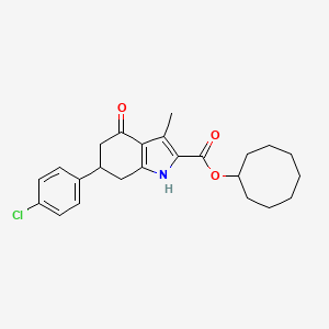 molecular formula C24H28ClNO3 B4840643 cyclooctyl 6-(4-chlorophenyl)-3-methyl-4-oxo-4,5,6,7-tetrahydro-1H-indole-2-carboxylate 