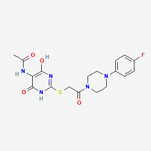 molecular formula C18H20FN5O4S B4840670 N-[2-({2-[4-(4-fluorophenyl)-1-piperazinyl]-2-oxoethyl}thio)-4-hydroxy-6-oxo-1,6-dihydro-5-pyrimidinyl]acetamide 