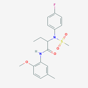 molecular formula C19H23FN2O4S B4840672 2-[(4-fluorophenyl)(methylsulfonyl)amino]-N-(2-methoxy-5-methylphenyl)butanamide 