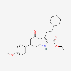 ethyl 3-(2-cyclohexylethyl)-6-(4-methoxyphenyl)-4-oxo-4,5,6,7-tetrahydro-1H-indole-2-carboxylate