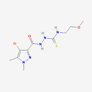 molecular formula C10H16BrN5O2S B4840828 2-[(4-bromo-1,5-dimethyl-1H-pyrazol-3-yl)carbonyl]-N-(2-methoxyethyl)hydrazinecarbothioamide 