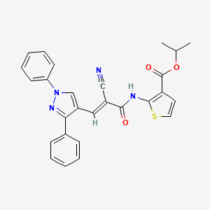 molecular formula C27H22N4O3S B4840838 isopropyl 2-{[2-cyano-3-(1,3-diphenyl-1H-pyrazol-4-yl)acryloyl]amino}-3-thiophenecarboxylate 