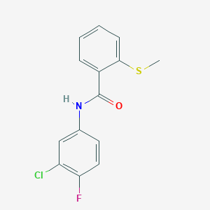 molecular formula C14H11ClFNOS B4840842 N-(3-chloro-4-fluorophenyl)-2-(methylthio)benzamide 