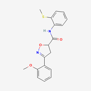 molecular formula C18H18N2O3S B4840870 3-(2-methoxyphenyl)-N-[2-(methylthio)phenyl]-4,5-dihydro-5-isoxazolecarboxamide 