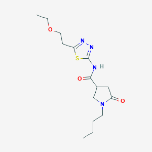 molecular formula C15H24N4O3S B4840946 1-butyl-N-[5-(2-ethoxyethyl)-1,3,4-thiadiazol-2-yl]-5-oxopyrrolidine-3-carboxamide 