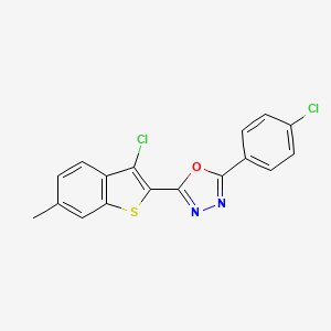 molecular formula C17H10Cl2N2OS B4840958 2-(3-chloro-6-methyl-1-benzothien-2-yl)-5-(4-chlorophenyl)-1,3,4-oxadiazole 