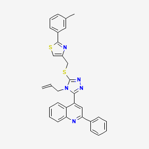 molecular formula C31H25N5S2 B4840969 4-[4-allyl-5-({[2-(3-methylphenyl)-1,3-thiazol-4-yl]methyl}thio)-4H-1,2,4-triazol-3-yl]-2-phenylquinoline 