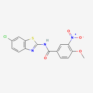 molecular formula C15H10ClN3O4S B4840998 N-(6-chloro-1,3-benzothiazol-2-yl)-4-methoxy-3-nitrobenzamide 