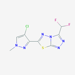 molecular formula C8H5ClF2N6S B4841024 6-(4-chloro-1-methyl-1H-pyrazol-3-yl)-3-(difluoromethyl)[1,2,4]triazolo[3,4-b][1,3,4]thiadiazole 