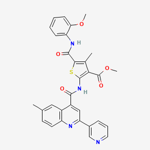 molecular formula C31H26N4O5S B4841037 methyl 5-{[(2-methoxyphenyl)amino]carbonyl}-4-methyl-2-({[6-methyl-2-(3-pyridinyl)-4-quinolinyl]carbonyl}amino)-3-thiophenecarboxylate 