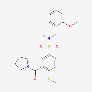 molecular formula C20H24N2O4S2 B4841059 N-(2-methoxybenzyl)-4-(methylthio)-3-(1-pyrrolidinylcarbonyl)benzenesulfonamide 