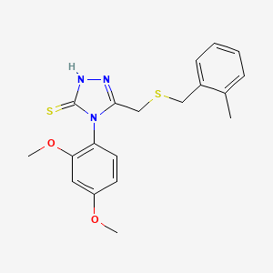 molecular formula C19H21N3O2S2 B4841060 4-(2,4-dimethoxyphenyl)-5-{[(2-methylbenzyl)thio]methyl}-4H-1,2,4-triazole-3-thiol 