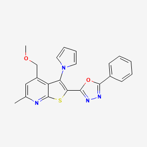molecular formula C22H18N4O2S B4841107 4-(methoxymethyl)-6-methyl-2-(5-phenyl-1,3,4-oxadiazol-2-yl)-3-(1H-pyrrol-1-yl)thieno[2,3-b]pyridine 